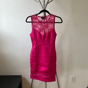 BRAND NEW WITH TAGS Topshop pink lace bandage mini dress US 4